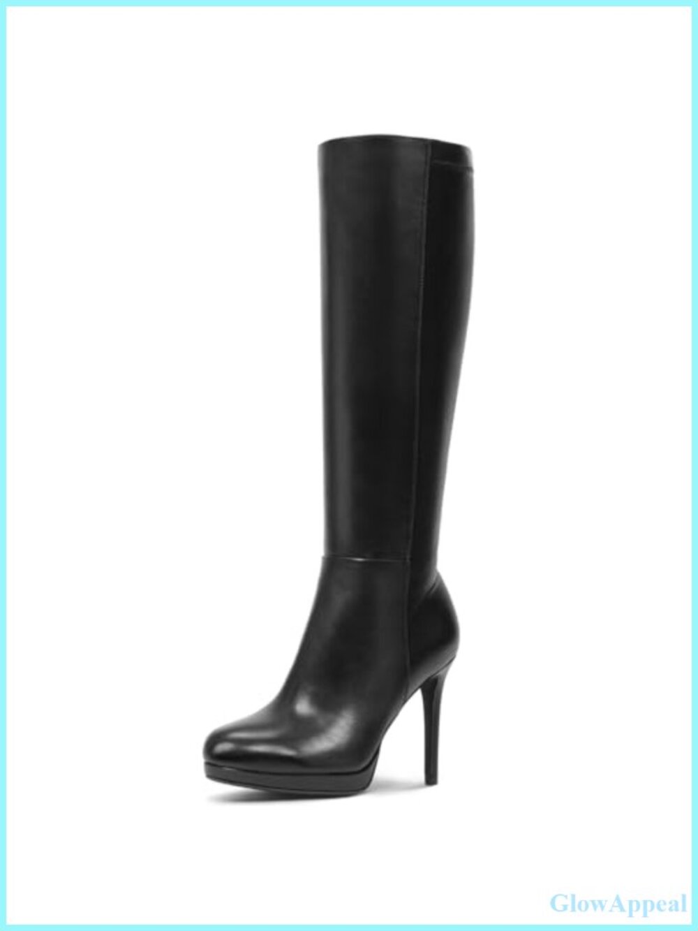 Knee High Stiletto Platform Boots Pointed Toe Faux Leather